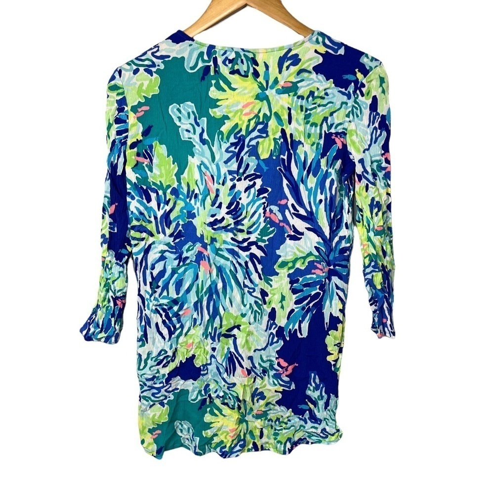 Lilly Pulitzer Lantana Beach Tunic Wade And Sea Print Size Small V Neck - Picture 4 of 7